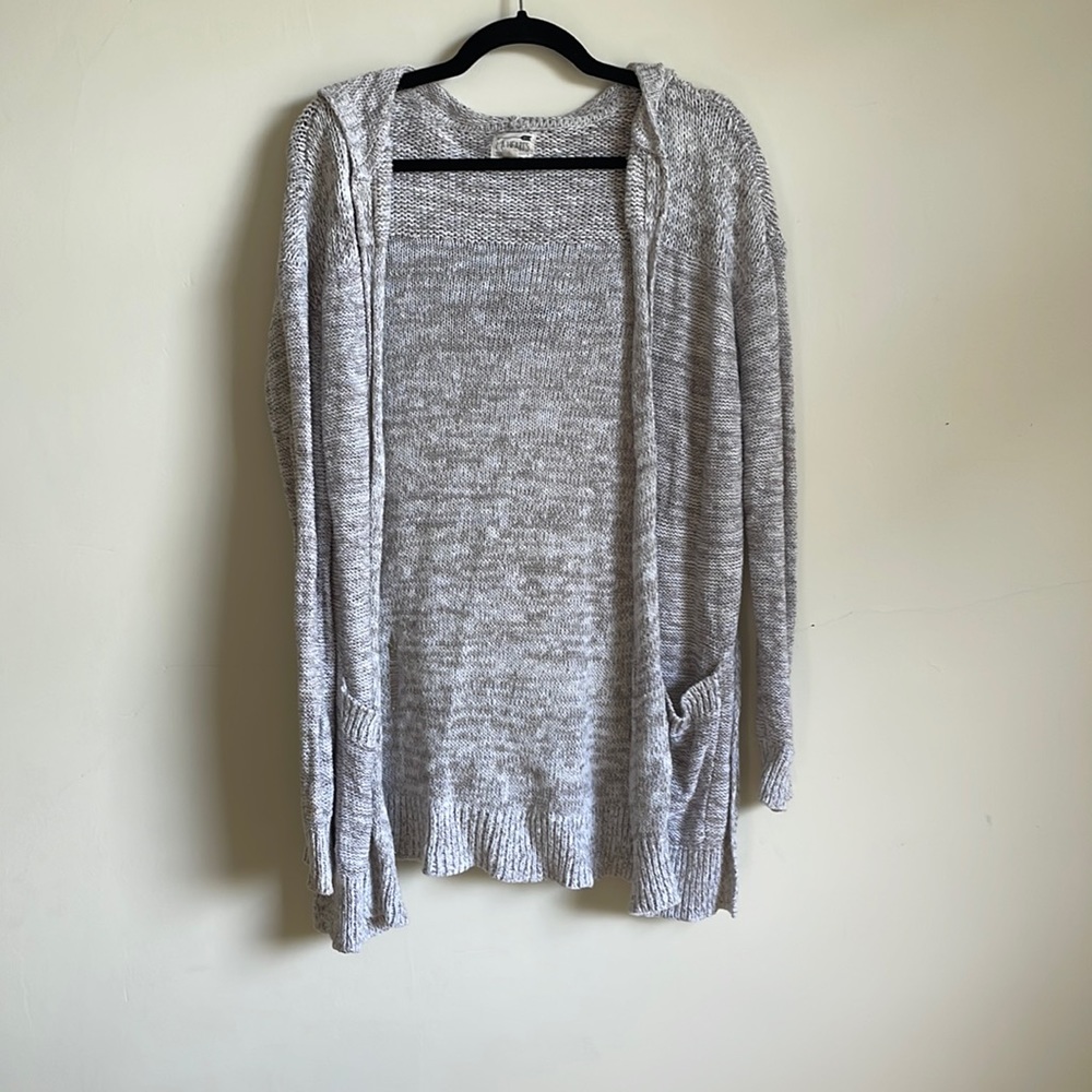 Tan Knit Beachy hooded light open cardigan